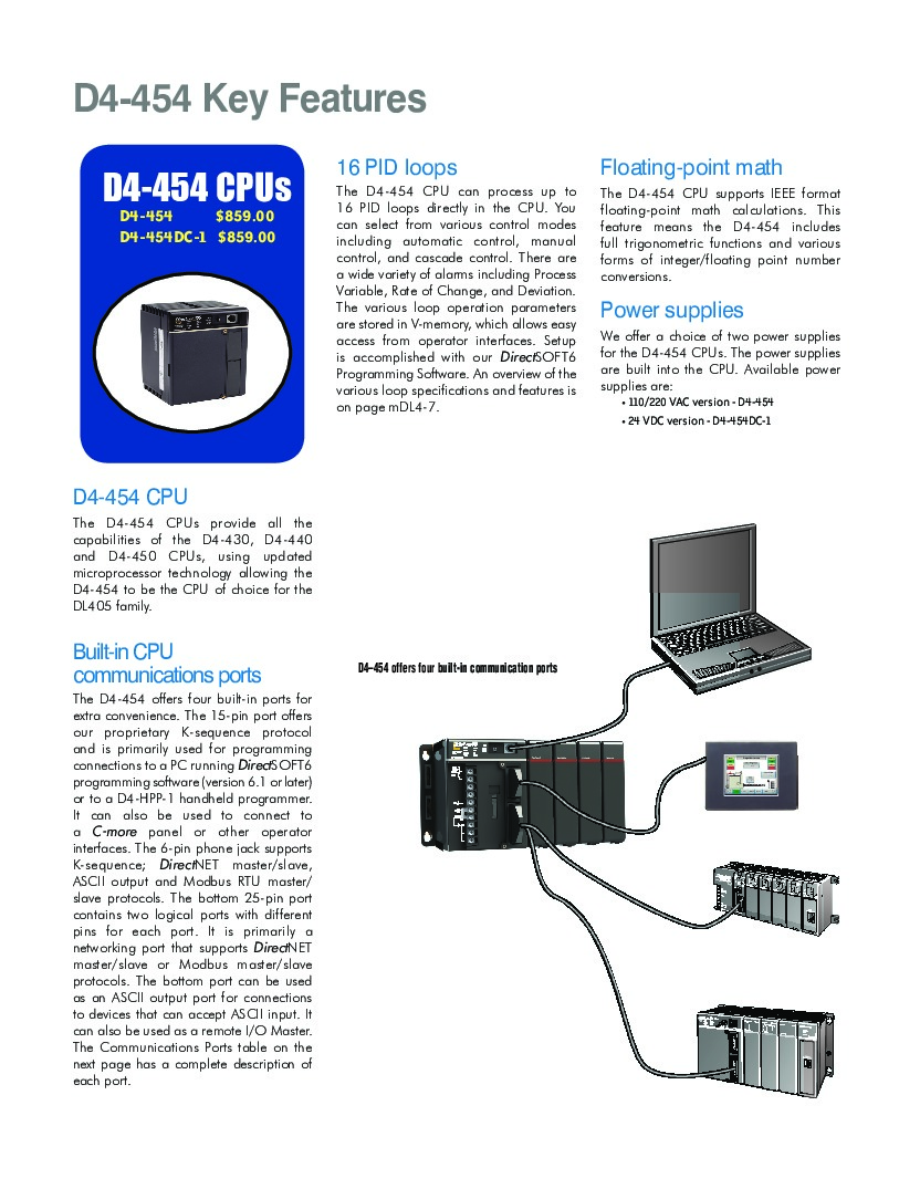 First Page Image of D4-454 Key Features Data Sheet.pdf